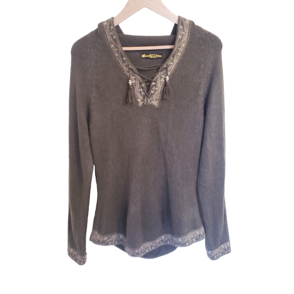 Tejido Parillo Peruvian Alpaca Fina Green Tunic Sweater